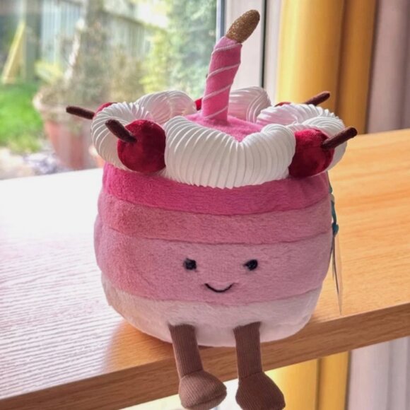 Jellycat Harrods Cheryl Cherry Cake Birthday Gift Soft Plush NWT and Dust Bag - Picture 1 of 5